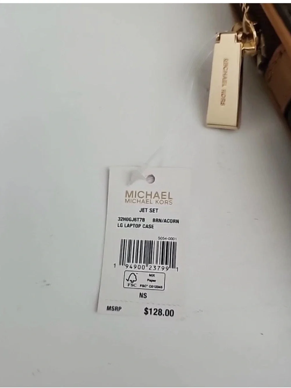 Michael Kors Brown and Black Stripe Signature Wristlet Clutch